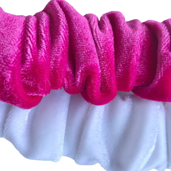 NEW 2 VELVET Scrunchies Bands Apple Watch 42/44/45mm L Pink White Elastic - Picture 5 of 8